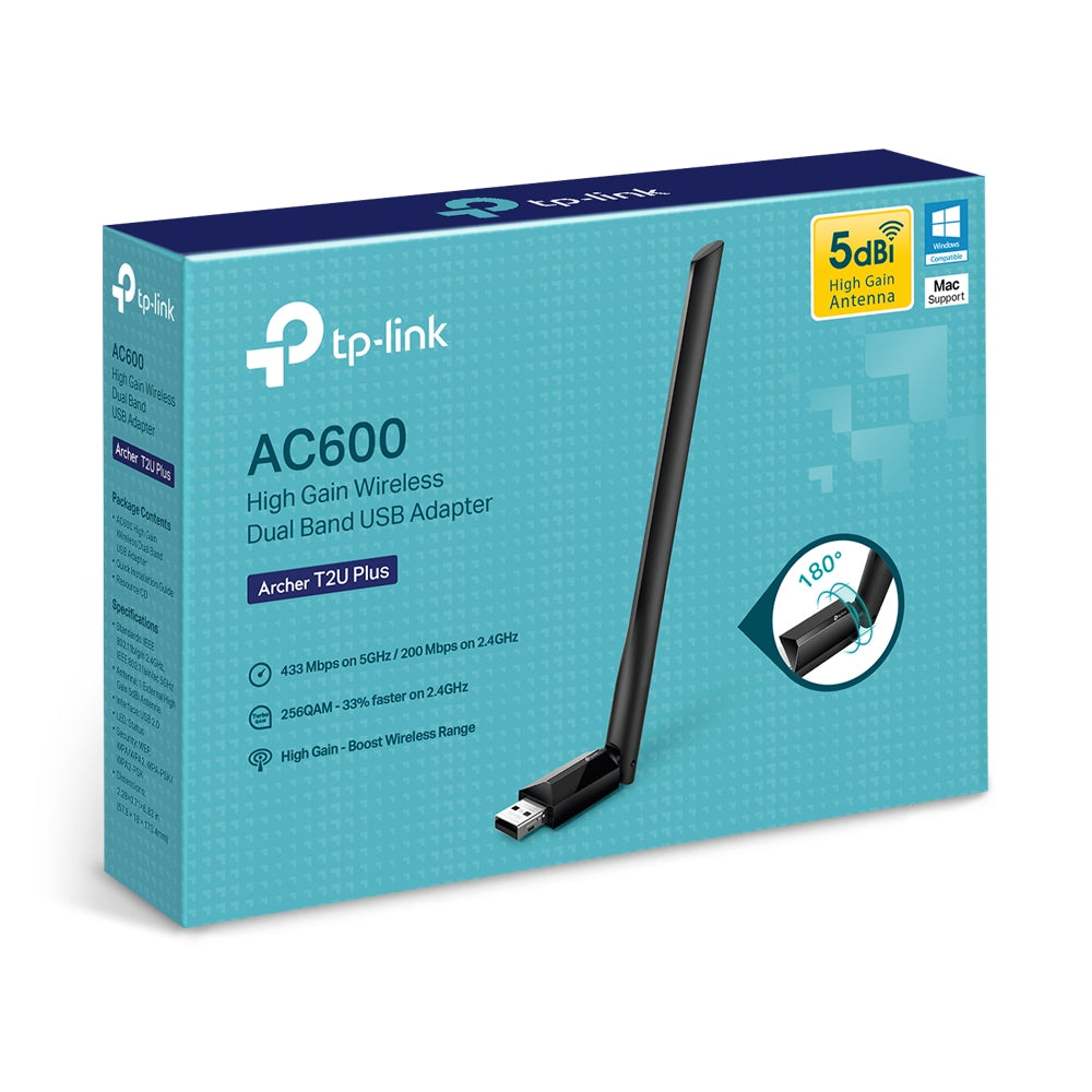 ARCHER T2U PLUS AC600 Adaptador USB Inalámbrico de Alta Ganancia Doble Banda