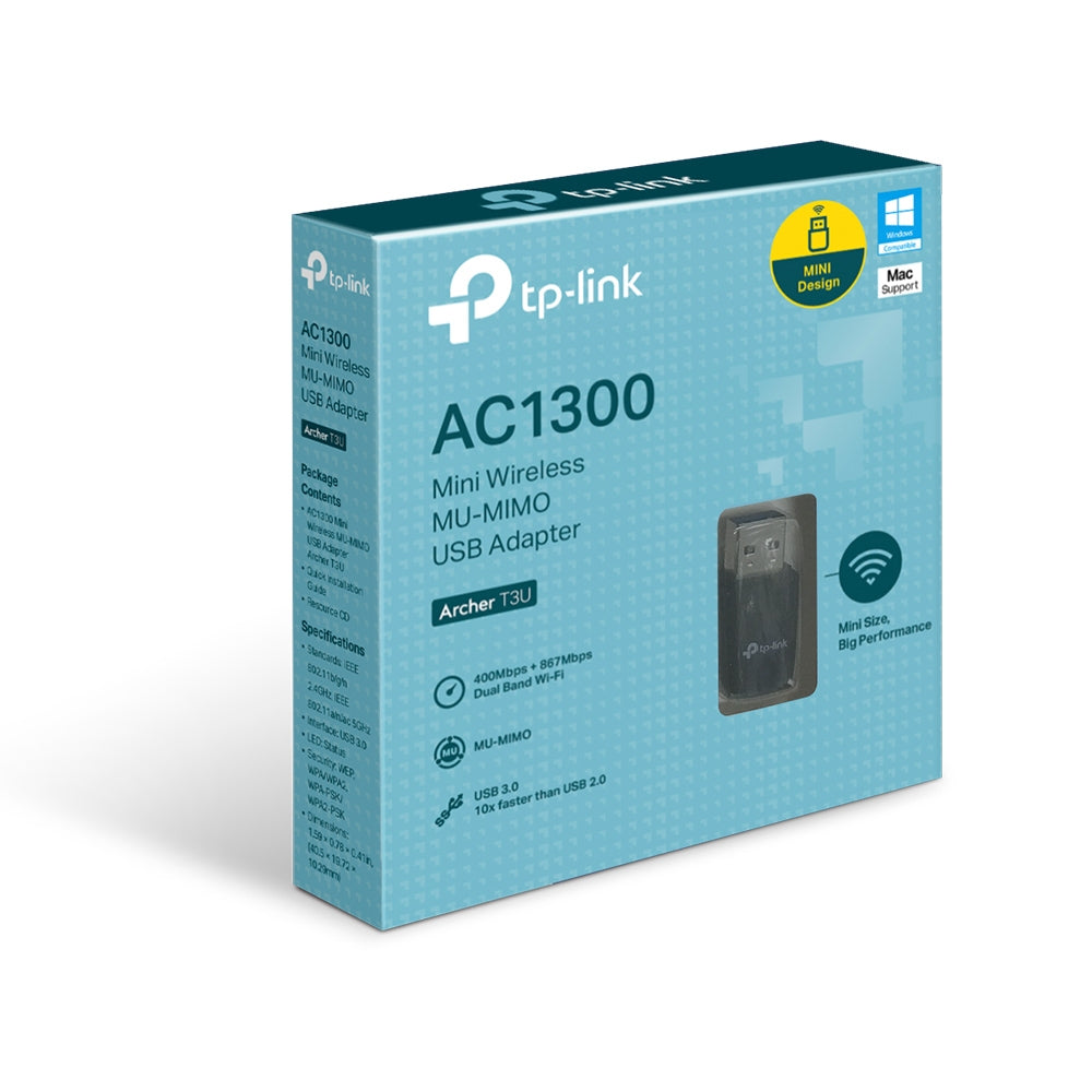 ARCHER T3U Mini Adaptador USB mini Inalámbrico MU-MIMO AC1300