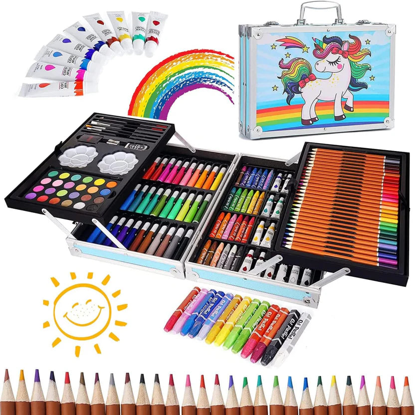 Set De Arte Profesional De 145 Piezas Tipo Maleta Metalica Para Niños