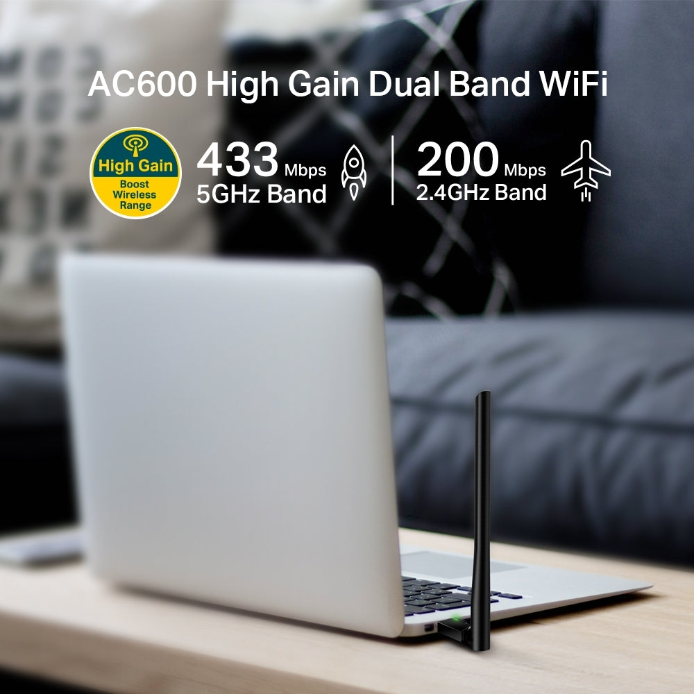 ARCHER T2U PLUS AC600 Adaptador USB Inalámbrico de Alta Ganancia Doble Banda