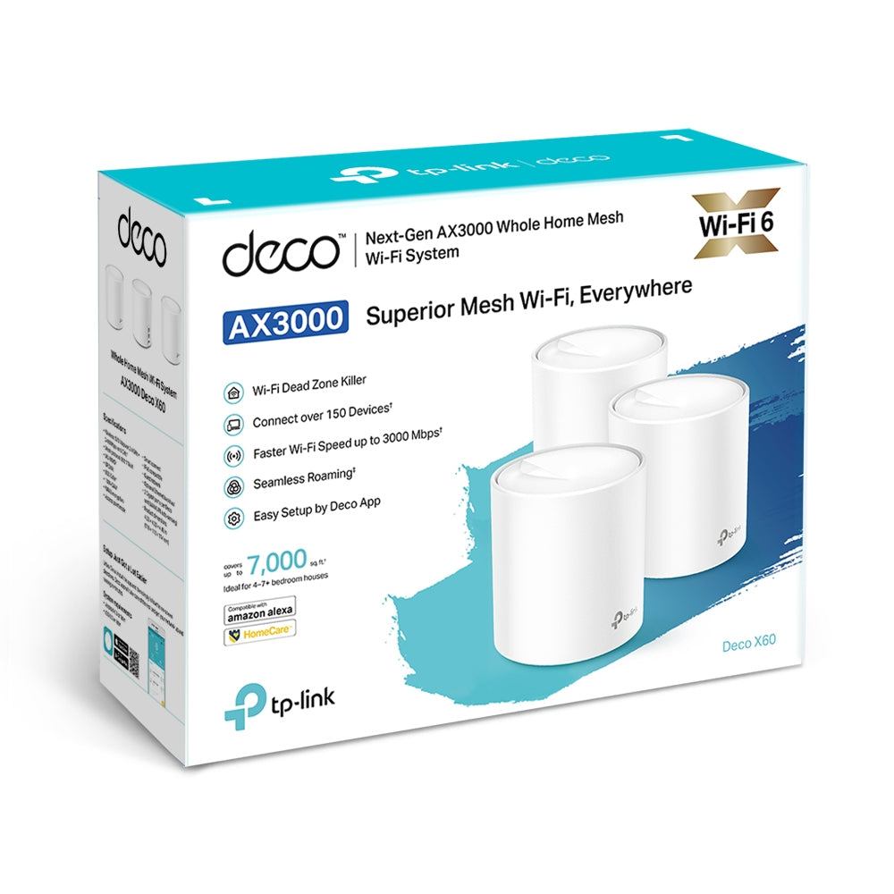 DECO X60(2-PACK) Sistema Wi-Fi 6 en malla para todo el hogar AX3000