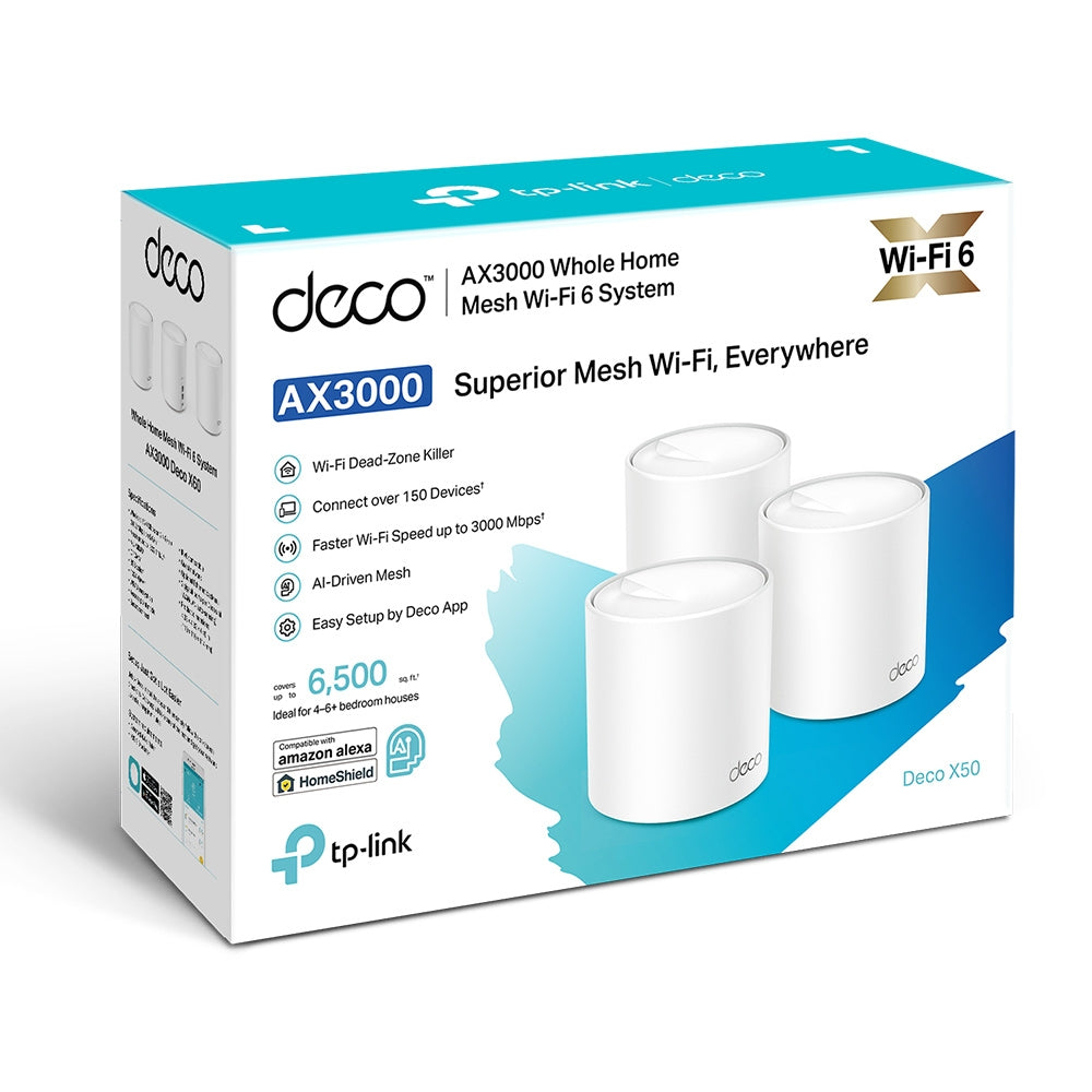 DECO X50-POE(3-PACK) Sistema Wi-Fi 6 Mesh AX3000 para Toda la Casa
